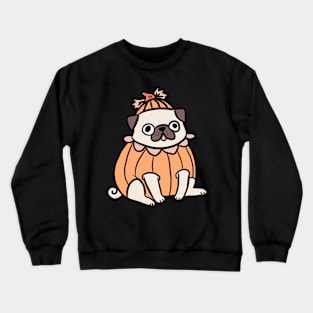 Cute little halloween pumpkin pug Crewneck Sweatshirt